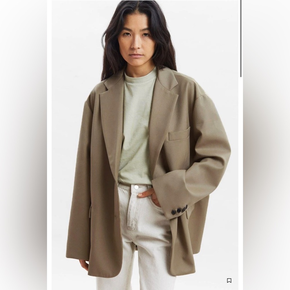 FRANKIE SHOP OVERSIZED BOYFRIEND BLAZER - DESERT TAUPE